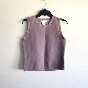 Happily Grey Ribbed Crop Tank Sleeveless Top Size Xl